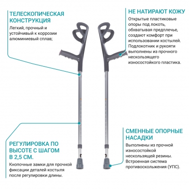 BRONIGEN 3263-001 Костыли BRONIGEN BCC (пара), серые