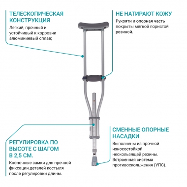 BRONIGEN 3275-001 Костыль BRONIGEN BMC-110, серый