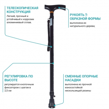 BRONIGEN 3281-001 Трость BRONIGEN BOC-200, черная