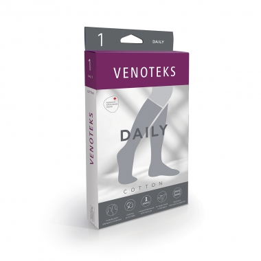 VENOTEKS 11107-006 Гольфы VENOTEKS медицинские компрессионные на каждый день, с хлопком, (Daily Cotton), 1 кл. компрессии, черные