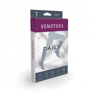 VENOTEKS 11110-005 Гольфы VENOTEKS медицинские компрессионные на каждый день,Актив, (Daily Active), 1 кл. компрессии, черные