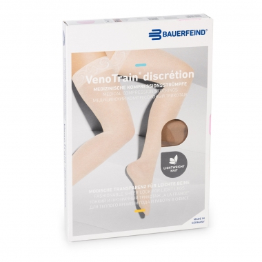 BAUERFEIND 9681-001 Компрессионные чулки BAUERFEIND VenoTrain discretion 2 класс компрессии, открытый мыс, бежевые