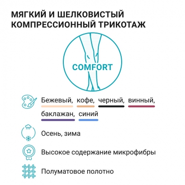 VENOTEKS 3218-003 Компрессионные колготки VENOTEKS Комфорт (Comfort) 2 класс компрессии, черные