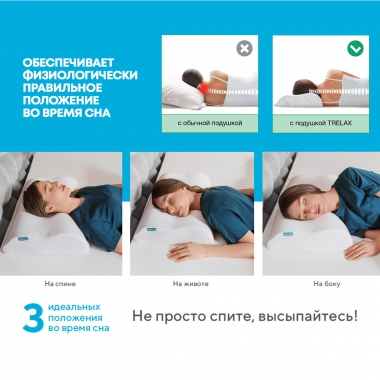 TRELAX 11731-001 Подушка ортопедическая TRELAX Respecta П05, молочная