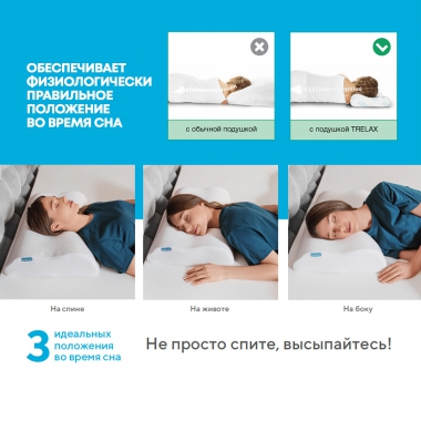 TRELAX 11362-001 Подушка ортопедическая TRELAX Respecta Compact П07, молочная