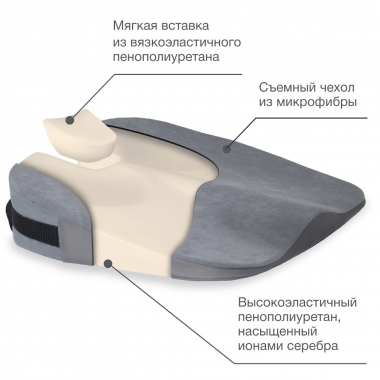 TRELAX 3588-001 Подушка ортопедическая TRELAX Spectra Seat П17, серая