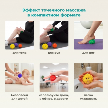 ДЕЛЬТА-ТЕРМ 3620-001 Массажер ДЕЛЬТА-ТЕРМ Шарик-Ежик, 6,5 См